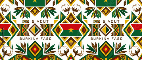 Quadro su tela Burkina Faso Independence Day Geometric Pattern Design