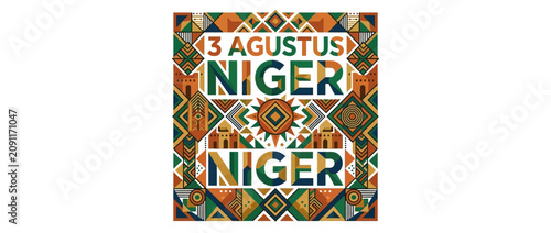 Fotografía Niger Independence Day Celebration Design with Ethnic Patterns