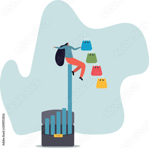 Bild auf Leinwand Customer lifetime value, calculation or key metric to analyze cost to acquire new customer, human life and situation