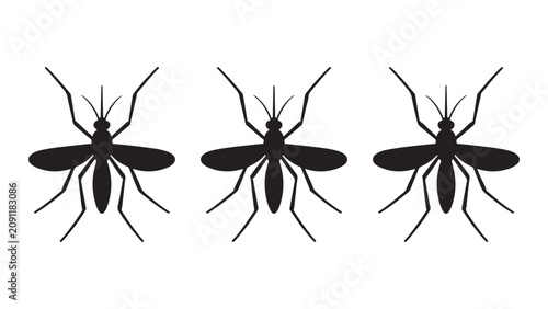 Obraz na płótnie Three Simplified Mosquito Silhouettes in a Row