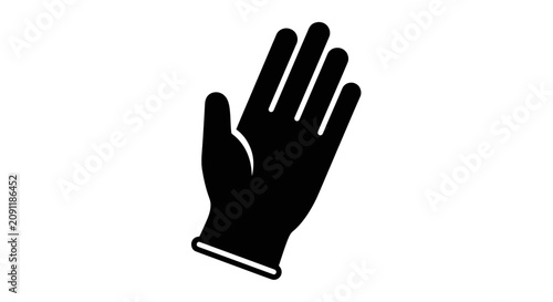 Black Glove Icon, Hand Protection Symbol, Cleanliness and Safety Concept