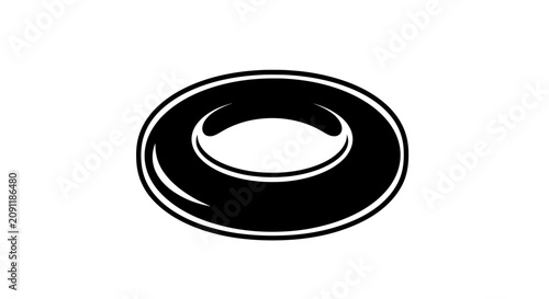 Black Inflatable Ring Isolated on White Background - Summer Fun and Pool Accessory