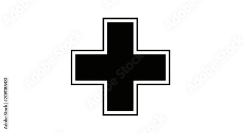 Black Iron Cross Symbol on White Background