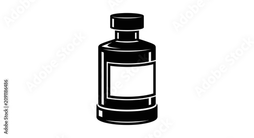 Black Ink Bottle with Blank Label, Calligraphy and Drawing Tool