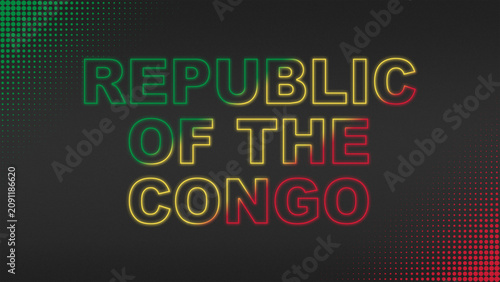 Green, Yellow and Red Neon Republic Of The Congo Text Digital Halftone Typography Illustration
