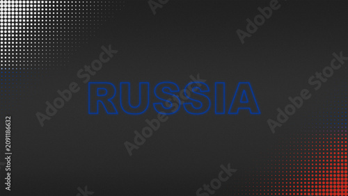White, Blue and Red Neon Russia Text Digital Halftone Typography Illustration