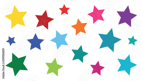 Set of colorful stars isolated on white background vector illustration flat design
