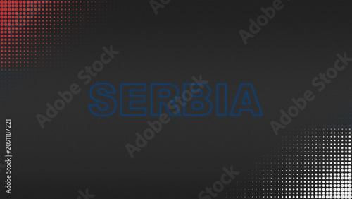 Red, Blue and White Neon Serbia Text Digital Halftone Typography Illustration