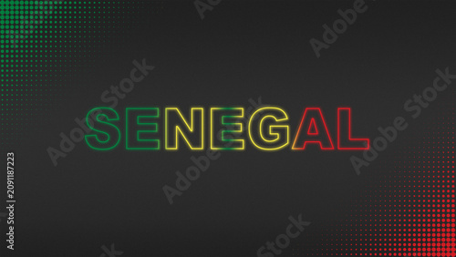 Green, Yellow and Red Neon Senegal Text Digital Halftone Typography Illustration