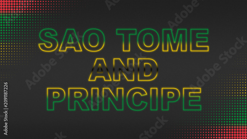 Green, Yellow, Red and Black Neon Sao Tome And Principe Text Digital Halftone Typography Illustration
