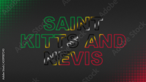 Green, Red, Black, Yellow and White Neon Saint Kitts And Nevis Text Digital Halftone Typography Illustration