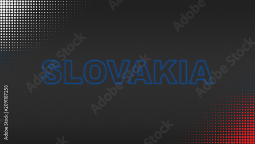 White, Blue and Red Neon Slovakia Text Digital Halftone Typography Illustration