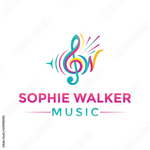 Colorful musical treble clef logo for sophie walker music Vector