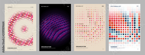 Schilderij op canvas Rationalist Geometric Dot Grid Poster Collection,  Minimalist Chronology Organiz