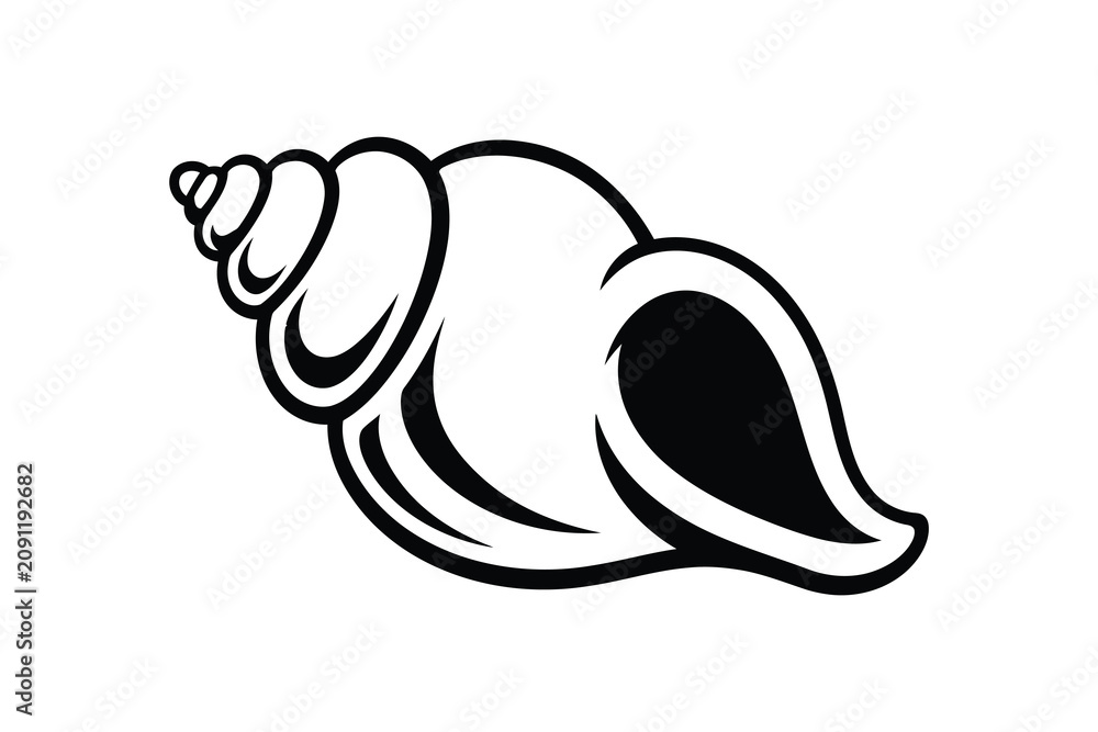 Obraz premium Simple black and white snail illustration vector