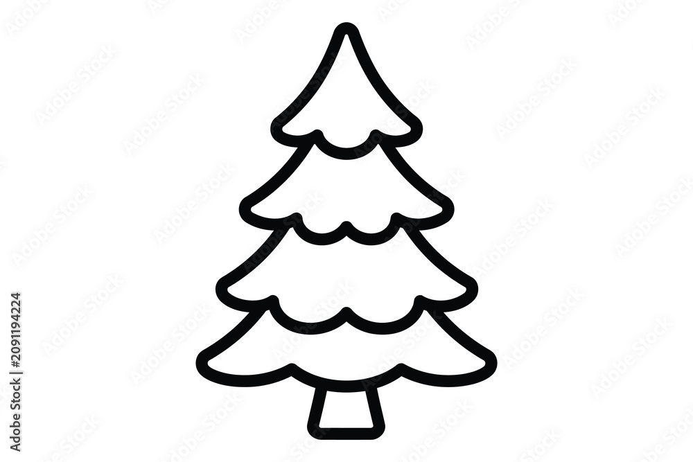 Fototapeta premium Simple black and white christmas tree illustration