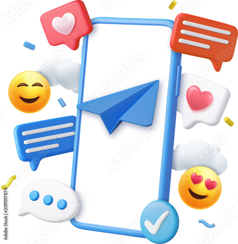 3d mobile phone with social network communication.