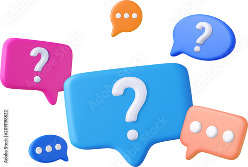 Tableau sur toile 3d Speech bubble with question mark.
