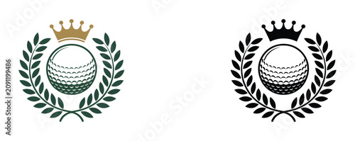 Foto Royal Golf Club Championship Emblem Featuring Crown and Laurel Wreath Vector Log