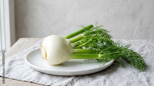 Fresh Fennel Bulb on Plate