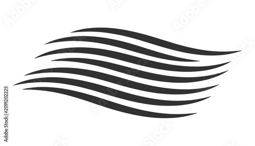 Elegant abstract wave design consisting of multiple smooth horizontal black lines over a white background.