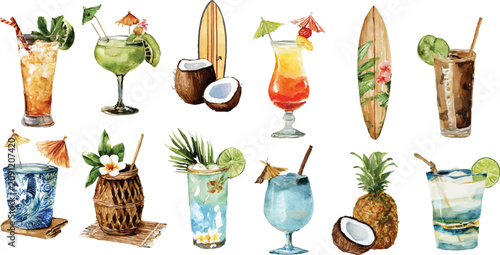 watercolor food, flower, fruit, glass,