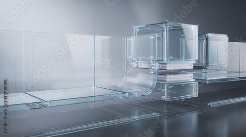 Transparent modular prefab construction system banner