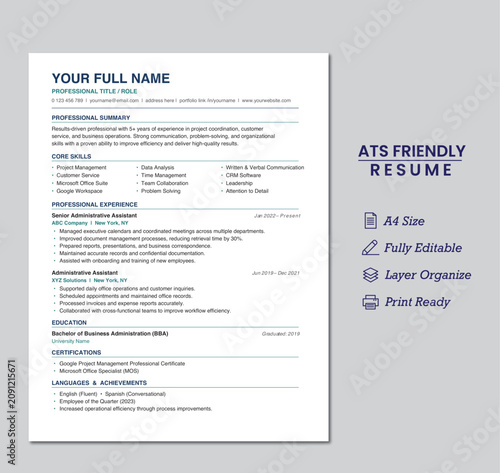 Foto Ats resume template, best ats resume template in editable file