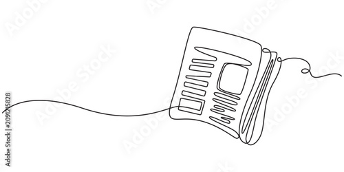 newspaper continuous one line drawing, Continuous one line drawing Stack of news newspapers. Single line drawing illustration of News newspapers. Breaking news concept vector art. Doodle line. pro