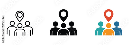 Foto Social participation icon set representing community involvement through abstrac