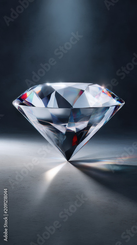 A flawlessly cut diamond reflects light with pristine clarity, displaying its brilliant facets against a softly illuminated backdrop, symbolizing value and beauty.