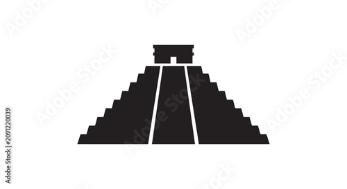 Slika na platnu Mayan pyramid temple silhouette against a white background