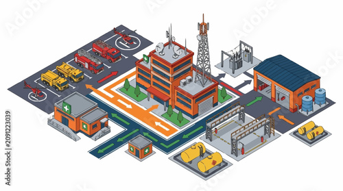 Quadro su tela Industrial Factory Buildings and Equipment.