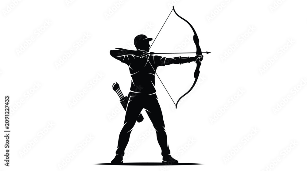 Fototapeta premium Archery Athlete Silhouette Vector Illustration