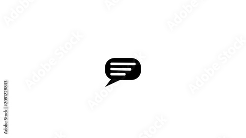 A simple element of a thought bubble, email, or text message popping up, with typing or thinking line slowly pulsing inside animation 4k video animation.