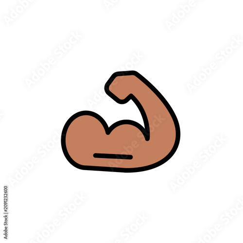muscle Colored Outline and Fill Icon, Editable Stroke, Vector Illustration