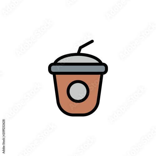 coffee Colored Outline and Fill Icon, Editable Stroke, Vector Illustration