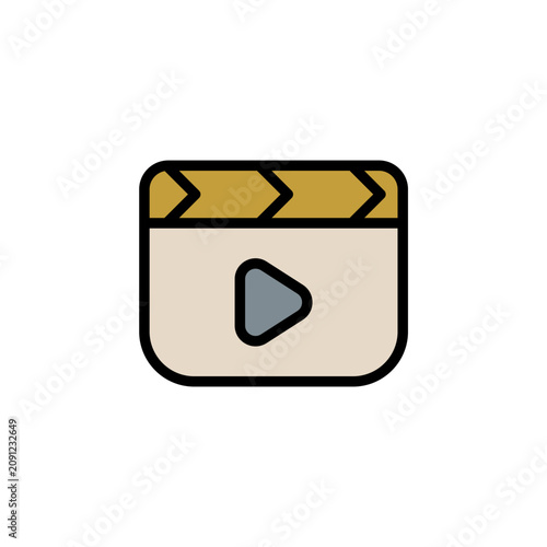 video Colored Outline and Fill Icon, Editable Stroke, Vector Illustration