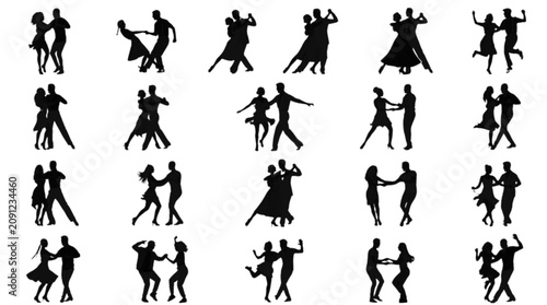 Photography A diverse collection of illustrated figures engaging in light physical activities like walking, jogging, and stretching in a simple outdoor environment