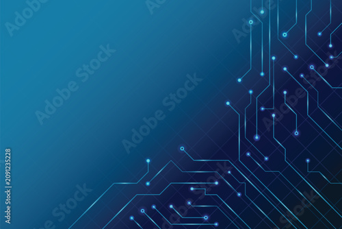abstract futuristic technology digital data circuit network with copy space vector blue background