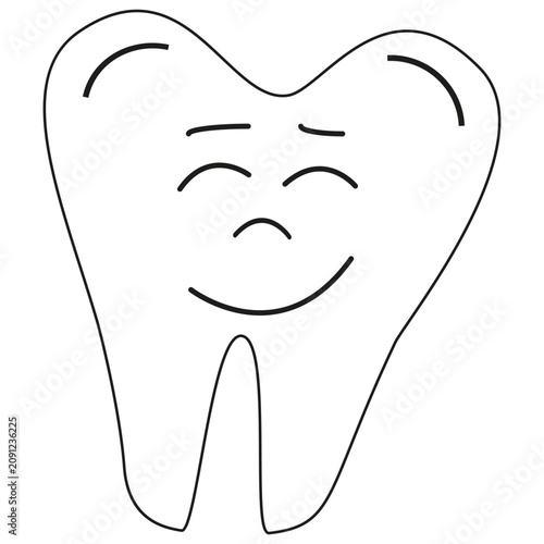 Cartoon tooth icon. Cavities dental vector. Decay enamel symbol. Sad oral care
