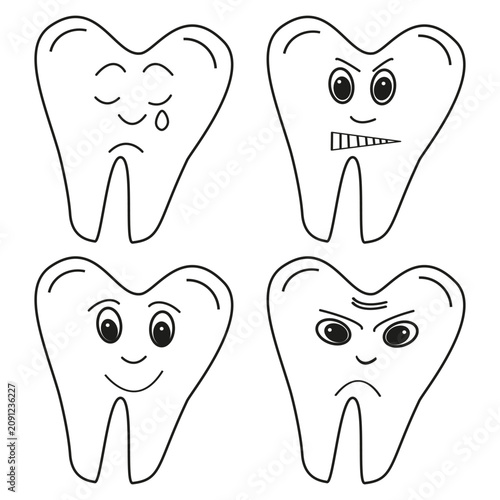 Surprised smiling tooth icon. Curious molar symbol. Friendly dental character illustration