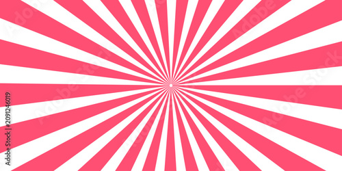 Tableau sur toile A vibrant pink and white sunburst pattern radiates outwards from a central point, creating a dynamic and energetic graphic design