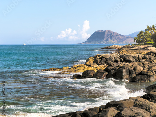 Rocky Ocean Coast on Oahu, Hawaii