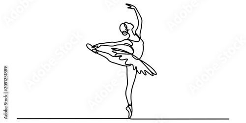 Foto Continuous single line drawing of a graceful ballerina dancing in a ballet pose
