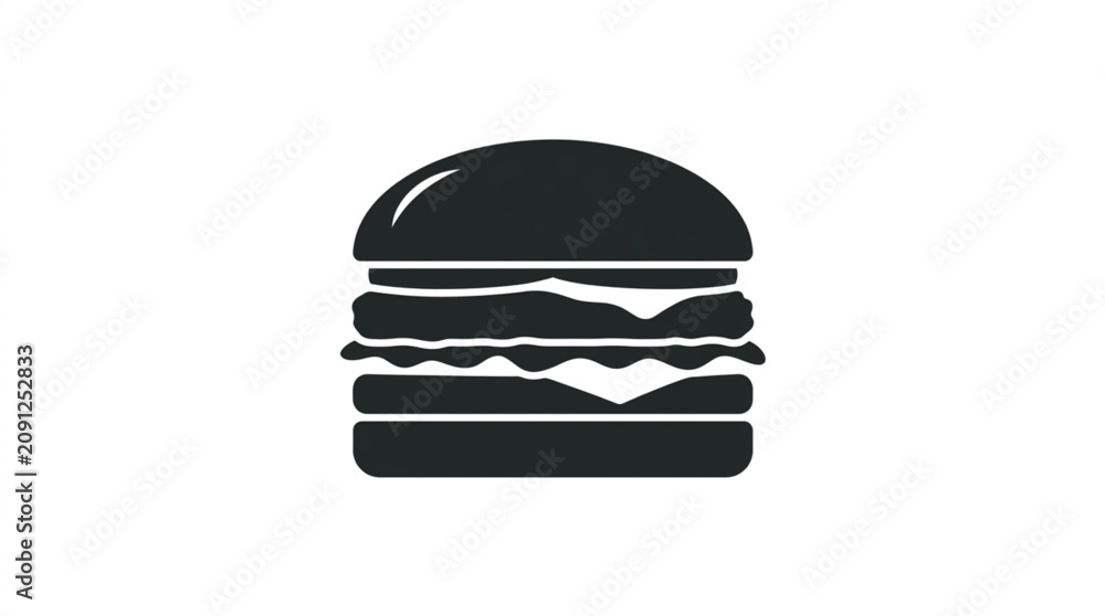 Fototapeta premium Hamburger silhouette icon isolated on white background