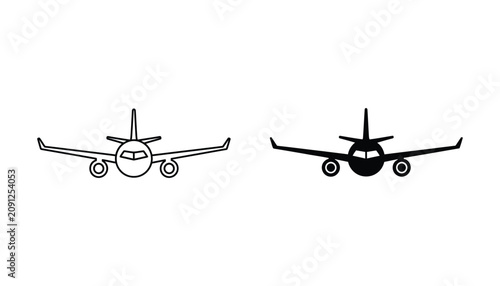 Simple airplane front view icons pair comparison