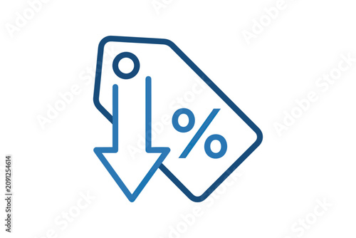 Price Drop Percentage Tag Vector Icon