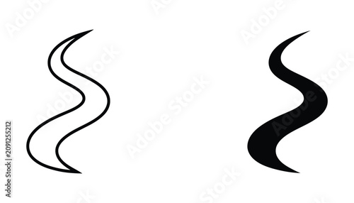 Modern squiggly line icon in black and white