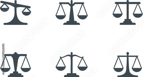 Photos Set of gray scale balance icons in different positions on white background